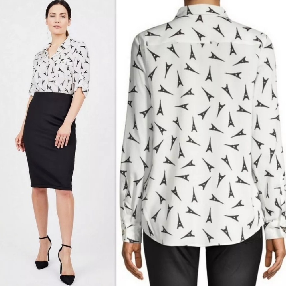 Karl Lagerfeld Paris Eiffell Tower print blouse size Small